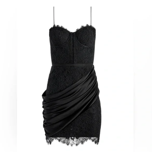 Alice and Olivia Women's Black Rose Bustier Mini Dress Size 8,4